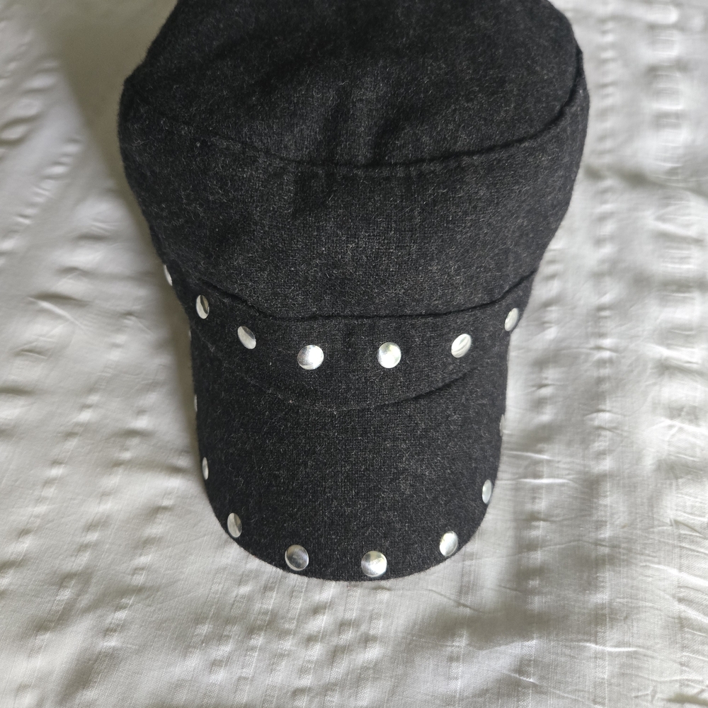 Stylish Black Studded Cap